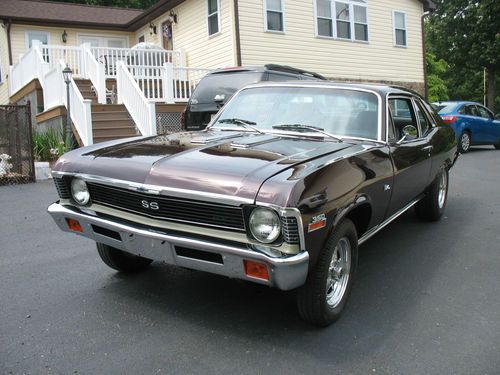 1971 nova ss black cherry 2012 restoration, 2 door coup; 4 sp manual in floor,