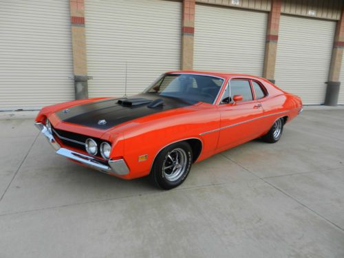 1970 1/2 ford falcon shaker hood rare calypso coral orange paint hood tachometer