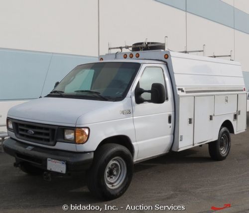 2004 ford e-350 super duty e-series utility work van v8 work shelves am/fm