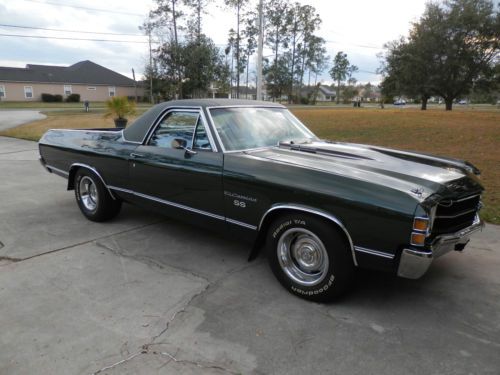 1971 chevrolet el camino 396ss, triple green, # matching, ac,drive anywhere!