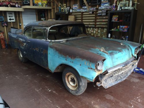 1957 chevy belair hardtop coupe stick project car garage find 210 150