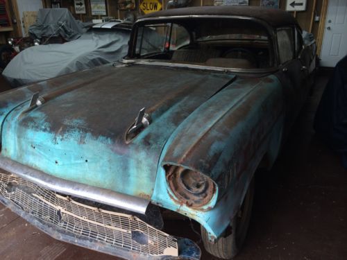 1957 CHEVY BELAIR HARDTOP COUPE STICK PROJECT CAR GARAGE FIND 210 150, image 2