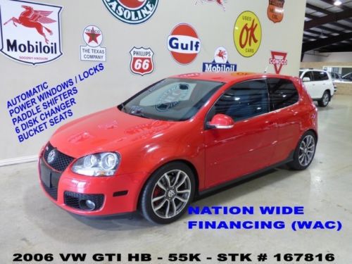 2006 gti hatchback,2.0t,auto,cloth,6 disk cd,exhaust,17in whls,55k,we finance!!