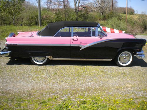 1956 ford fairlane convertible sunliner tropical rose / black continental trim