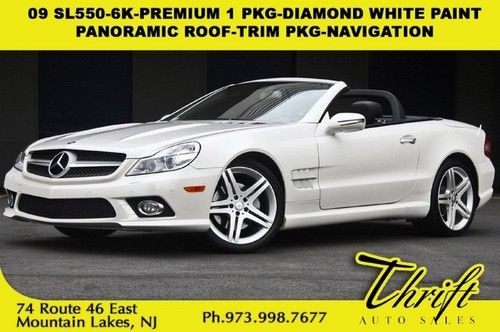 09 sl550-6k-premium 1 pkg-diamond white paint-pano roof-trim pkg-navigation