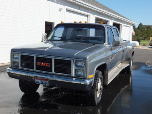 Crew cab gray exterior with blue interior