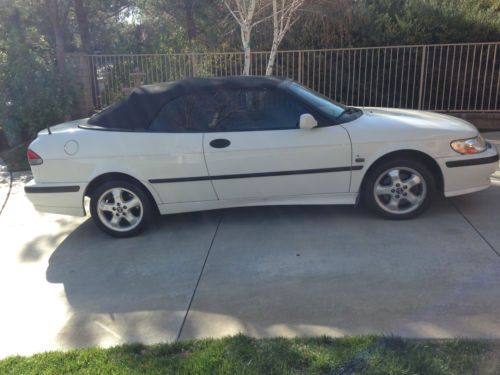 2001 white saab 9.3 turbo convertible