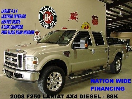 2008 f250 lariat 4x4,diesel,heated leather,6 disk cd,polish 20's,88k,we finance!