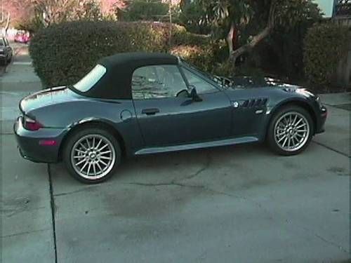 Blue 2002 bmw z3 roadster convertible