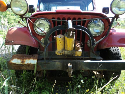 AMC JEEP CJ5 SOFT TOP V8 STD TRANS WITH PLOW AND BLADE NEEDS RESTORE-RUNS, image 3