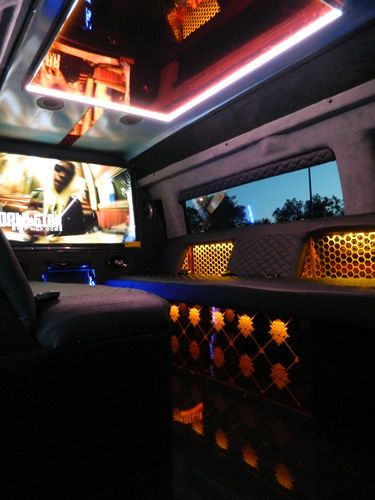 New party bus limo van conversion 10 passenger hi-roof 50" tv/dvd tuxedo paint