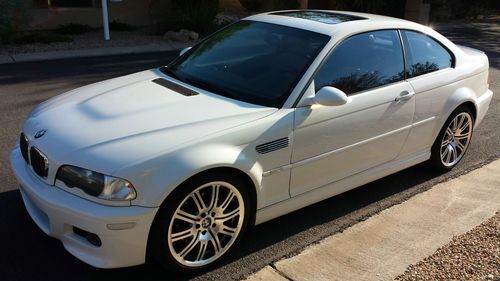 2001 bmw e46 m3 coupe rare alpine white on imola red 6 speed manual