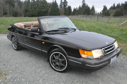 1994 saab 900 turbo convt. rare! black on tan, wood trim, 5 speed! low miles!