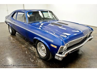 1972 chevrolet nova 350 automatic ps dual exhaust blue on black check it out