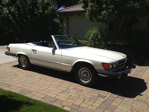 White body/blue soft top/white hard top 1979 mercedes 450 sl convertible