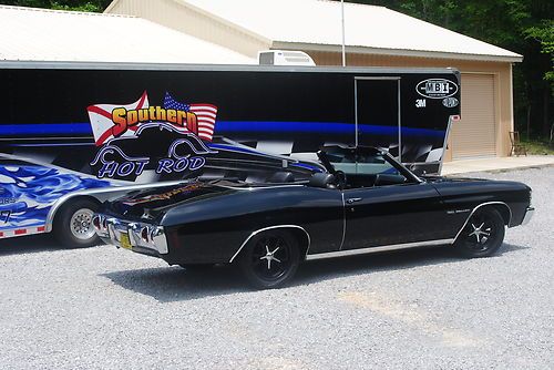 1971 chevelle convertible, triple black all original, bucket seats, console.