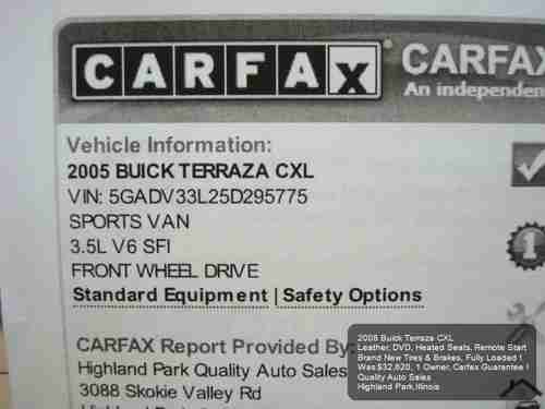 2005 BUICK TERRAZA CXL LEATHER HEATED SEATS REAR DVD NEW TIRES 1 OWNER CARFAX !, US $6,975.01, image 5