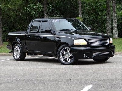 Black harley-davidson f150 supercharged 5.4l v8 quad buckets gray leather nice