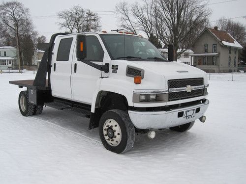 2006 chevrolet kodiak 4x4 c4500 crew cab 4wd &amp; 10 ft flatbed duramax diesel 59k