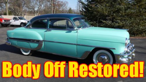 One owner 1953 chevrolet belair 2 door sedan completely restored blue flame six