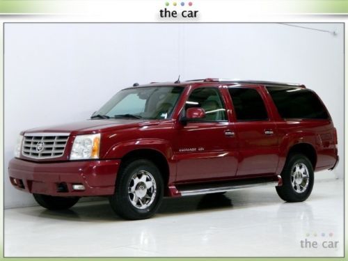 04 escalade esv awd moonroof dvd/tv quad heated leather bose chrome towing nice