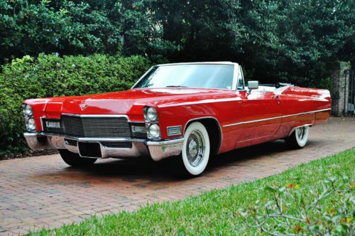 Wow what and amazing 1968 cadillac deville convertible restored a/c red/white.