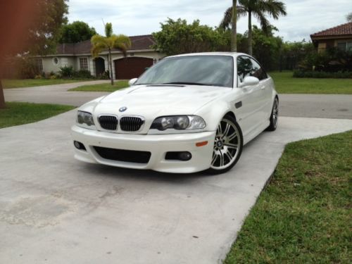 2002 bmw m3 alpine white smg e46 coupe 3.2l black leather interior 66k parts