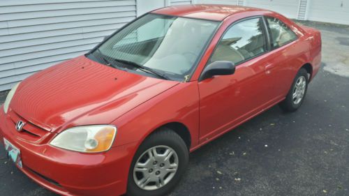 Red 2002 honda civic lx coupe