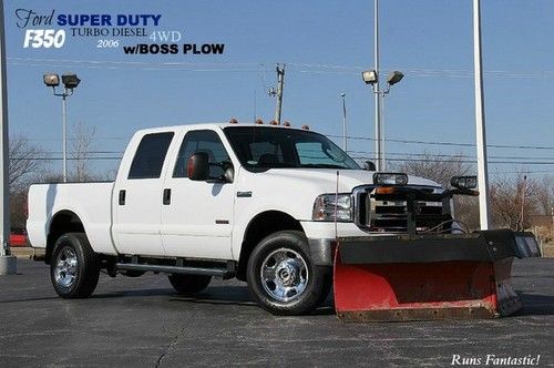 2006 ford f350 super duty xlt 4x4 diesel boss v snow plow crew cab serviced! wow