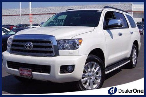 Sequoia platinum 4wd, 2k miles, blizzard pearl, dvd ent, 2.95% apr financing!