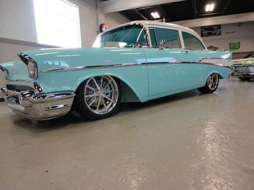 1957 chevy 210 hot rod new frame off restoration air ride billet specialties 150