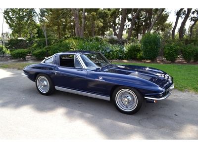 63 vette split window coupe, daytona blue, matching #, 327/360, 4-speed, fuelie