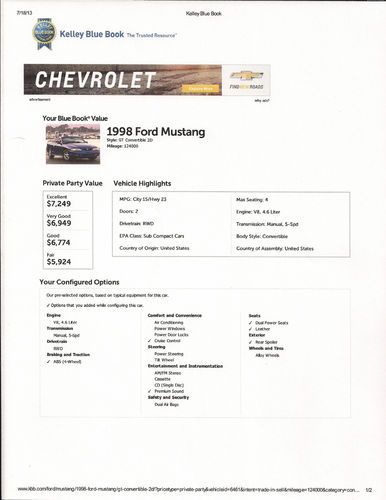 1998 Ford Mustang GT Convertible 2-Door 4.6L CLEAN Low miles!!, US $4,500.00, image 11