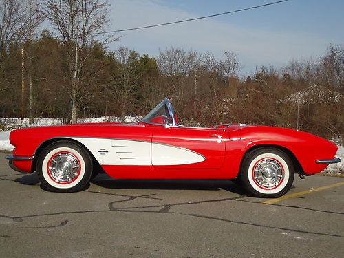 Convertible  283/270hp dual quads 4 speed stunning roman red with red interior