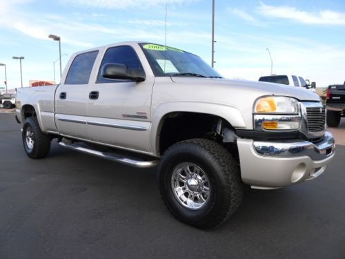 2005 gmc sierra 2500 hd crew cab diesel slt 4x4 truck-lifted-level kit-leather!