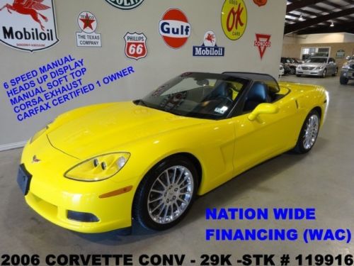 2006 corvette conv,6 speed trans,hud,htd lth,jl audio,corsa exh,polish whls,29k!