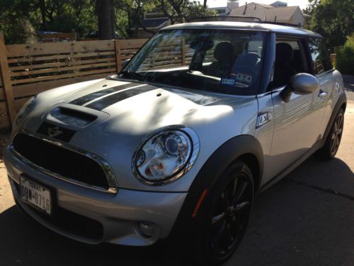 2009 mini cooper s hatchback, silver, black racing stripes