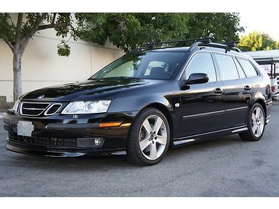 2007 saab 9-3 wagon v6 turbo sunroof leather black xenon alloys cd great mpg