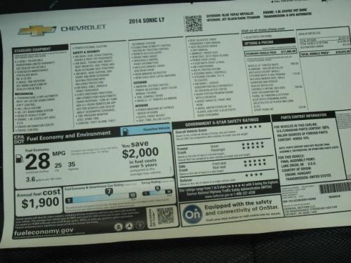 2014 Chevrolet Sonic LT, US $16,299.00, image 7
