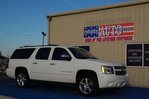 07 chevy suburban white ltz 4x4 heated leather seats 3rd row dvd sunroof nav xm