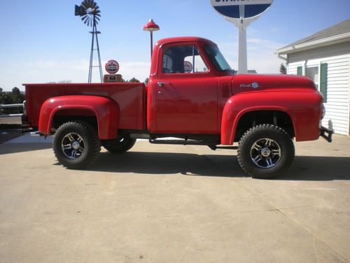 1955 ford f100 4x4 custom truck, hot rod, rat rod, lifted pickup, v eight  400