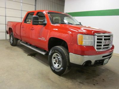 Red gmc sierra 3500 slt crew cab duramax diesel auto 4x4 leather bed liner b&amp;w