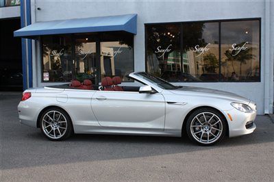 2012 bmw 650i convertible, 936 miles, silver / red, long terms,trades accepted