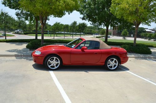 2001 mx-5 miata, red w/ tan top &amp; leather, 55,800 miles, great shape