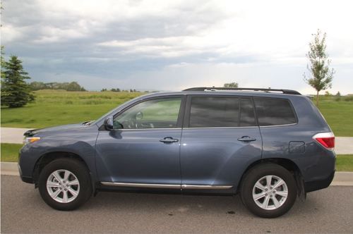 2013 toyota highlander se v6 4wd suv shoreline blue/ash gray leather interior