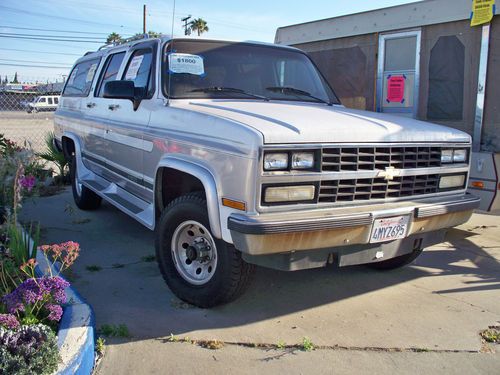 1990 chevrolet suburban 4x4 4wd 3rd seat white tow pkg no reserve