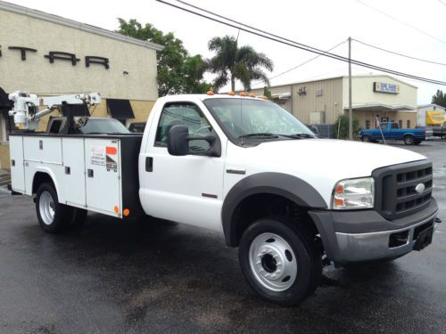 Utility bed! crane! 2005 ford f-450 xl reg cab 2wd dually!  turbo diesel!