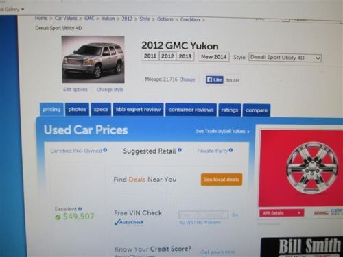 2012 GMC YUKON DENALI 2WD NAV CHROME 20'S SUNROOF DVD ENTERTAINMENT SYSTEM SHARP, image 68