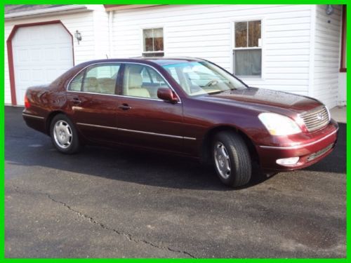 2002 lexus ls430, 34k miles!, black cherry/ivory, nav, all seats heated, luxury!