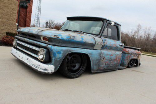 1965 chevrolet c-10 rat rod, bagged, 20's, 350 auto, petina, hot rod, awesome!!